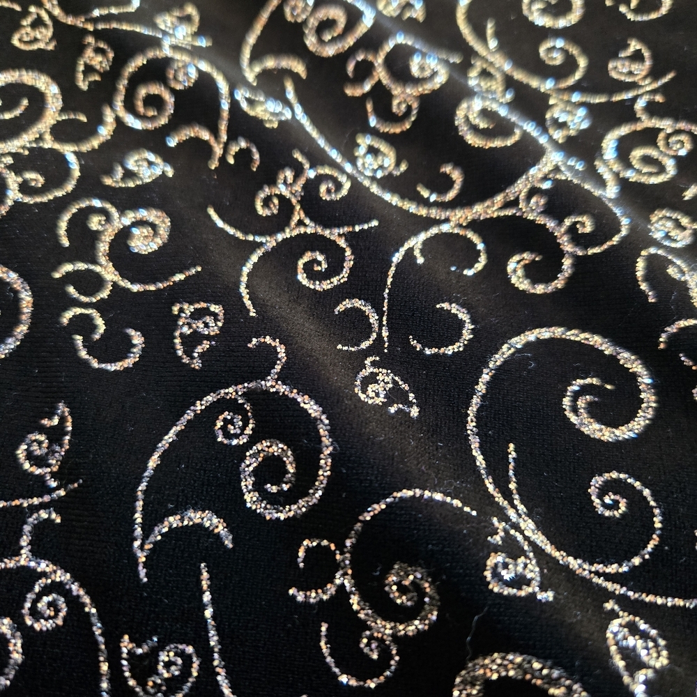 3/$25 Notations Woman Velvet Sparkle Top Jaxket Stretch 1X Black Silver Evening - Picture 5 of 12